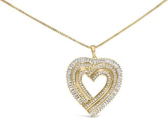 House of Brilliance 14K Yellow Gold Plated.925 Sterling Silver 1/4 Cttw Diamond Composite Heart Pendant Necklace