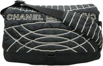 Chanel Pre-owned Vintage Nylon Messenger Bag - Dames - Vintage Schoudertas - Zwart - ONE Size - Nylon - Vintage