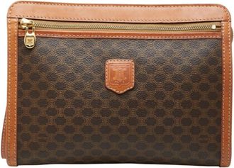 Celine Brown Pvc Leather Clutch Bag (Pre-Owned)