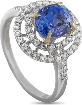 Luxury Bazaar 18K White Gold 0.52ct Diamond and Sapphire Ring MF31-050726