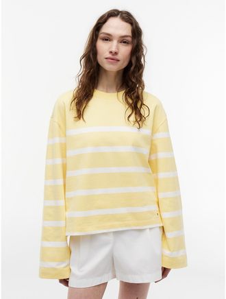 Tommy Hilfiger Womens Breton Stripe Crewneck Sweatshirt - Citronella - XL