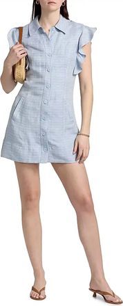 Ramy Brook Nikki Mini Shirtdress In Bazaar Blue Linen