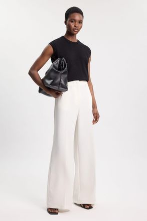 Karen Millen Womens Polished Tailored Wide Leg Trouser - White - Size 10 UK