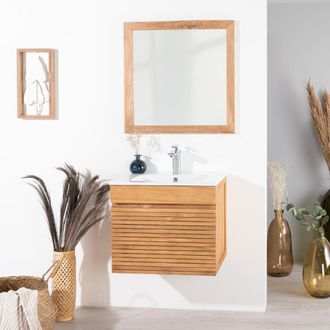 Wanda Collection Mueble Ba&ntilde;o De Teca Y Cer&aacute;mica Aktual 60 Cm