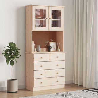 Berkfield Home Highboard ALTA 77x35x165 cm Solid Wood Pine in Brown | Size: 77 x 35 x 165 cm