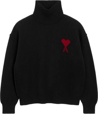 Ami Ami de Coeur Trechternek Trui - Dames - Coltruien - Zwart - S - Wol - Truien & Vesten