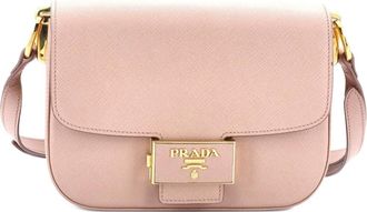Prada Embleme Flap Bag Saffiano Leather Small shoulder bag - Beige