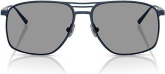 Brunello Cucinelli 56mm Rectangular Sunglasses in Navy /Graphite at Nordstrom