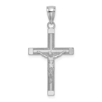 Diamond2Deal 14k Gold Polished Textured Crucifix Charm