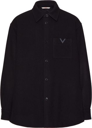 Valentino Garavani V-detail shirt jacket - men - Polyamide/Virgin Wool/Cupro/Polyester - 50 - Black