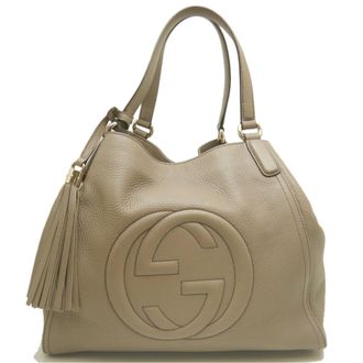 Gucci Grayish Leather Tote Bag (Pre-Owned)