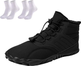 Generic Waterproof Snow Boots for Women | Non-Slip Fur Lined Mid Calf Sneakers | Lightweight Ankle Booties for Cold Weather Hiking(Black 2,12.5 Women/11.5 Men