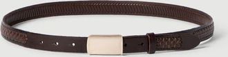 Brunello Cucinelli Textured calfskin belt with box-frame buckle in Rust Brown at Nordstrom, Size 115