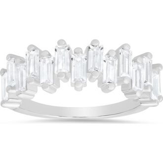 Queen Jewels Sterling Silver Abstract Baguette Cubic Zirconia Ring at Nordstrom Rack, Size 8