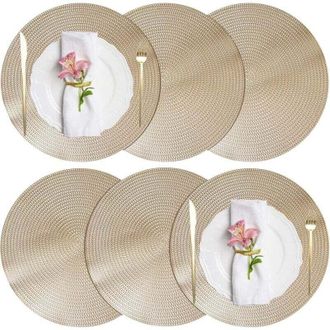 OEM Juego De 6 Manteles Individuales Redondos, Lavables, Antideslizantes, De Pvc Resistente Al Calor, Duraderos Y Resistentes A Las Manchas, 38 X 38 Cm, C