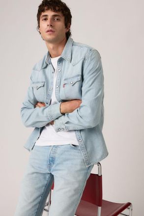 Levi's Barstow Standard Fit Western Shirt - Uomo - 2XL - Blu / Solucell Worn-in