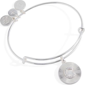 Alex and Ani Pave Starburst Texture Initial Bangle Bracelet in Silver - C at Nordstrom