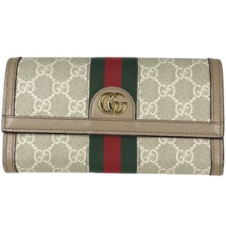 Gucci Beige Gg Supreme Leather Long Wallet (Bi-Fold) (Pre-Owned)