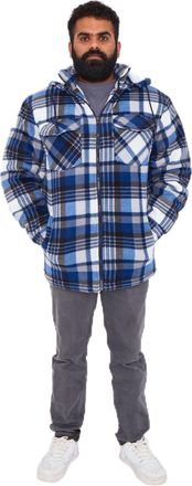 Generic Mens Hooded Fleece Padded Lumberjack Shirt, Adult Casual Soft & Cosy Winter Sherpa Fur Lined Collared Hood Flannel Quilted Thermal Check Jacket UK Plu