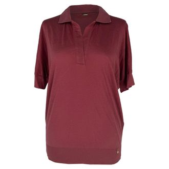 Herno V-Neck Polo Shirt in Burgundy Lyocell