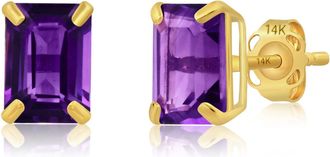 MAX + STONE 14k Yellow or White Gold Solitaire 7x5mm Gemstone Stud Earrings