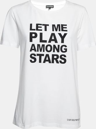 Emporio Armani White Printed Cotton Short Sleeve T-Shirt