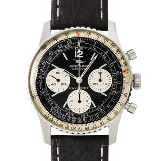 Breitling Pre-owned Vintage Navitimer Twin Jet Chronograph - Heren - Pre-owned - Zwart - Maat: ONE Size Leer