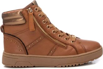 Carmela Womens Leather Sneaker Booties In Camel