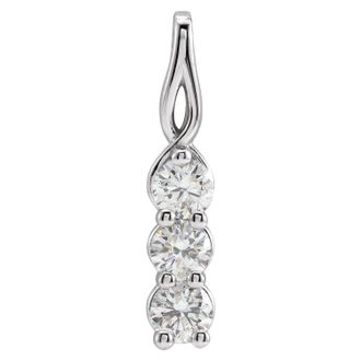 Diamond2Deal 14k Gold 1/3ct Lab-Grown Diamond Three-Stone Pendant