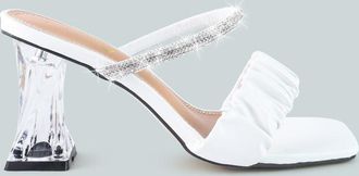 London Rag date look clear heel rhinestone sandals