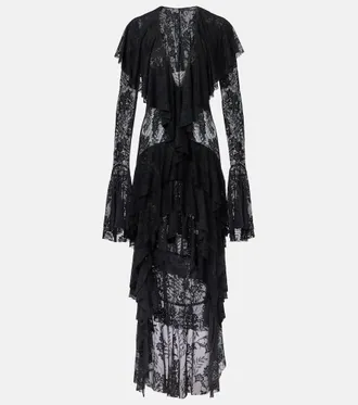 Norma Kamali Asymmetric ruffled midi dress