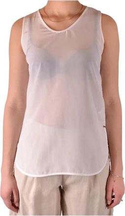 Woolrich Wwtee 1144 Mouwloze Top - Dames - Tops zonder mouwen - Beige - XS - Katoen - Tops