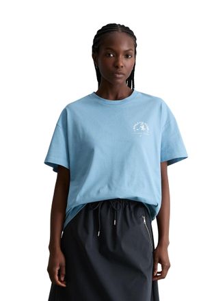 Marc O'Polo Denim T-Shirt MARC OPOLO DENIM, Damen, Gr. XL, blau dawn, Jersey, Obermaterial: 100% Baumwolle, relaxed fit normal, Rundhals, Shirts T-Shirt, relaxed aus Ba