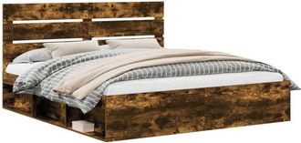 vidaXL Estructura De Cama Con Cabecera Roble Ahumado 200 X 200 Cm Vidaxl