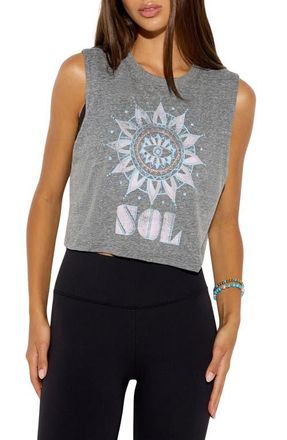 Spiritual Gangster Sol Spirit Crop Tank in Heather Grey at Nordstrom, Size X-Large