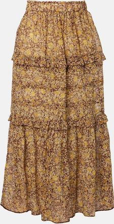Isabel Marant Volumia floral cotton tiered maxi skirt