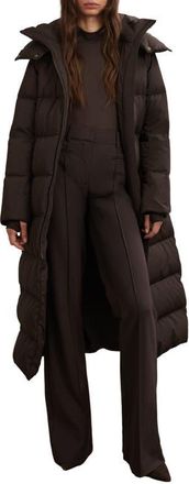 Reiss Colette Quilted Longline Puffer Jacket in Chocolate Brown at Nordstrom, Size X-Small