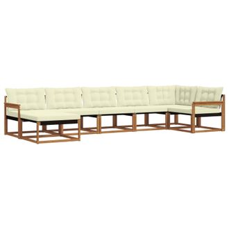 vidaXL Conjunto De Sof&aacute;s De Exterior Con Coj&iacute;n 7 Pcs Natural Y Crema Vidaxl
