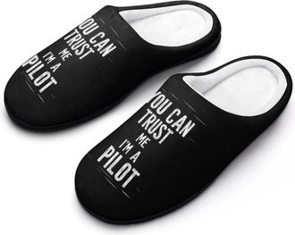 Generic You Can Trust Me Im A Pilots Slippers Men Winter Warm Cotton Anti-Slip Indoor Slip-Ons House Shoes