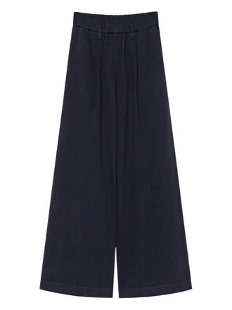 Forte_Forte pleated wide-leg trousers - women - Cotton - II - Blue
