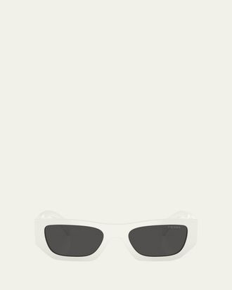 Prada Bold Acetate & Plastic Rectangle Sunglasses