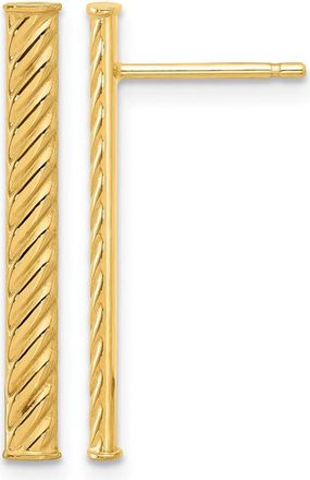 Diamond2Deal 14K Yellow Gold Polished and Textured Bar Stud Earrings