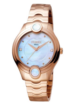 Gianfranco Ferre FM1L083M0051 WoMens White Mother of Pearl Dial Stainless Steel Watch - Rose Gold - One Size