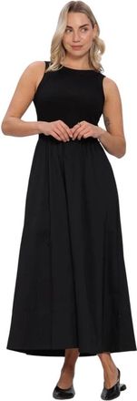 Notre-V Nv-Hanne Midi Jurk - Dames - Casual kleedjes - Zwart - S - Katoen - Kleedjes