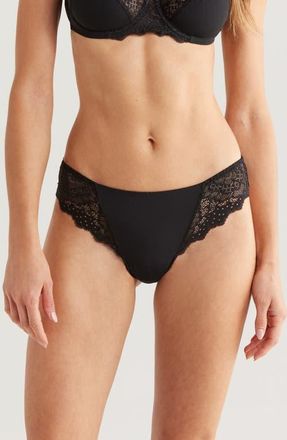 Simone Pérèle Caresse Lace Tanga Briefs in Black at Nordstrom, Size 4