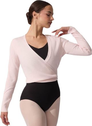 Capezio Ribbed Knit Wrap Sweater in Pink at Nordstrom, Size Xx-Small