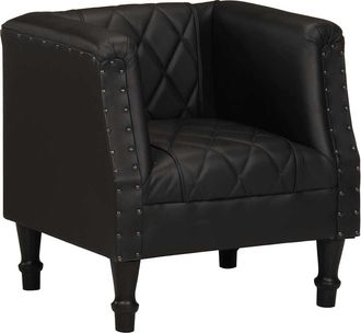 vidaXL Sill&oacute;n De Cuero De Cabra Aut&eacute;ntico Negro Vidaxl