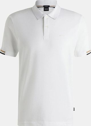 HUGO BOSS Mens Parlay 147 Rubberised Logo Polo Shirt - White - Size: 40