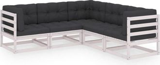 vidaXL Juego De Muebles De Jard&iacute;n 5 Pzas Y Cojines Madera Maciza Pino Vidaxl