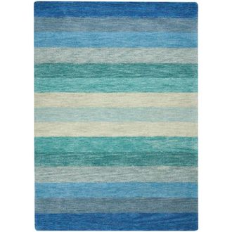 Beliani Living Room Area Rug Wool Rectangular Striped 140 x 200 cm Multicolour Mailsi